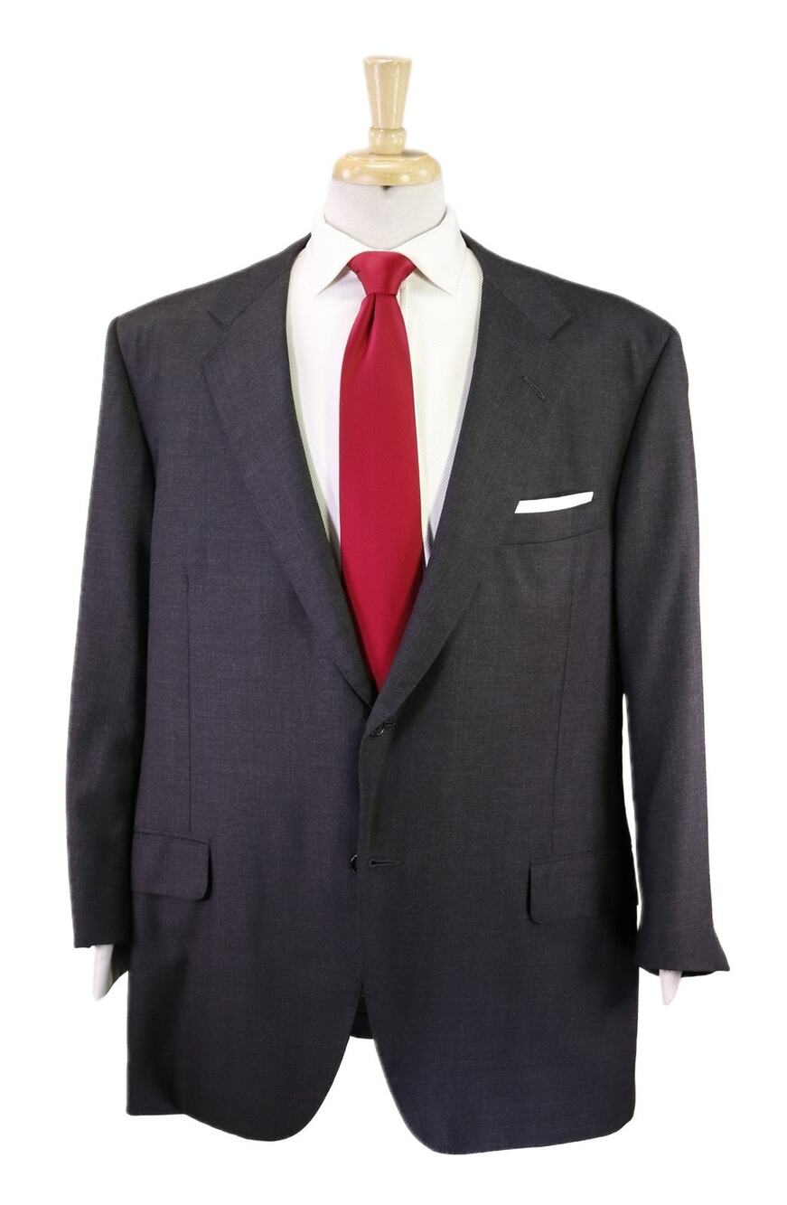 Oxxford Solid Charcoal Gray Super 110's Wool 2-Btn Handmade Suit 48R